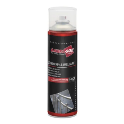 Ambro-Sol Spray Galvanizador Frío Zinc 98% Gris Claro Lamelar 500 ml, protección contra la oxidación en superficies metálicas.