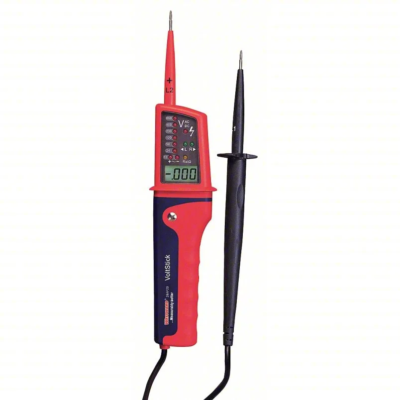 Probador de voltaje WESTWARD 28AF75, con pantalla digital LCD, certificación CAT IV 600V y medición de hasta 690V en AC/DC.