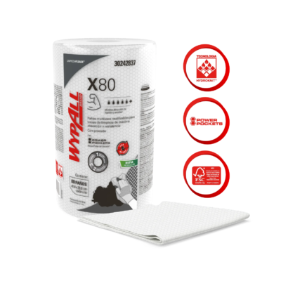 WypAll X80 rollo de paños de limpieza industriales con Power Pockets