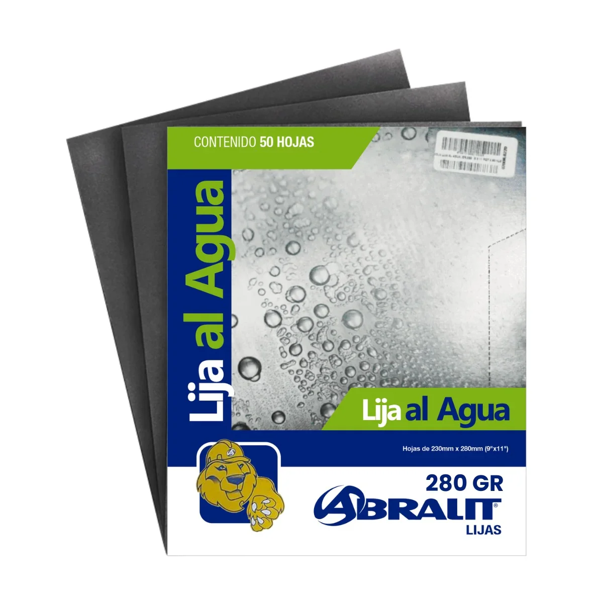 Lija de agua ABRALIT grano 280 pack 50 hojas tamaño 9 x 11 pulgadas