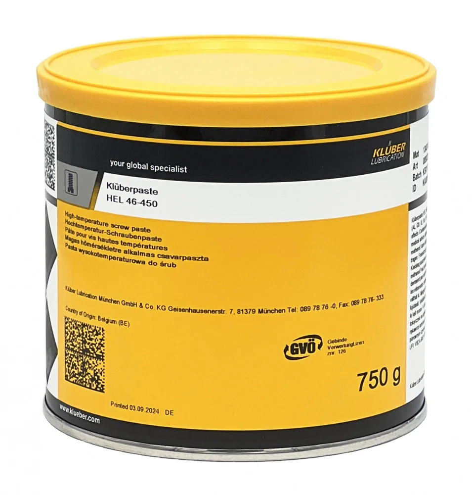 KLÜBERPASTE HEL 46-450 Pasta de Alta Temperatura 750 G Pasta lubricante KLÜBERPASTE HEL 46-450 de alta temperatura 750 g
