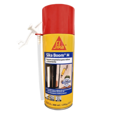 Espuma expansiva de poliuretano Sika Boom M 300ml para aislamiento y relleno de juntas.