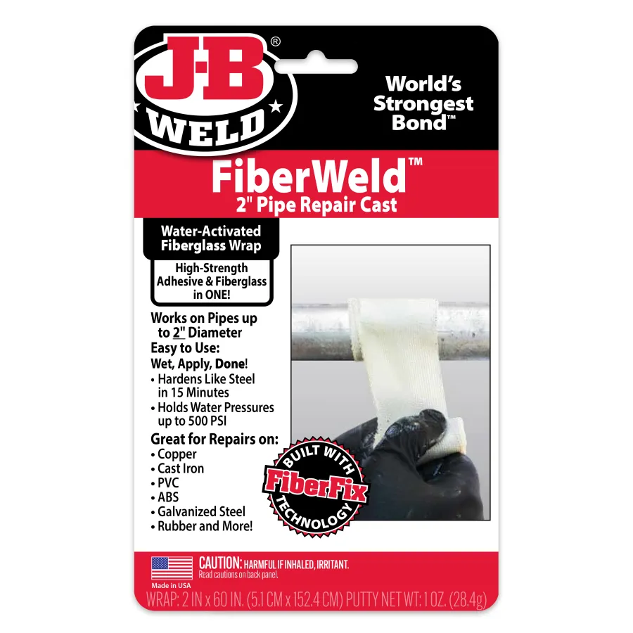 Kit reparador de tuberías JB Weld FiberWeld 38260 de 2 pulgadas.