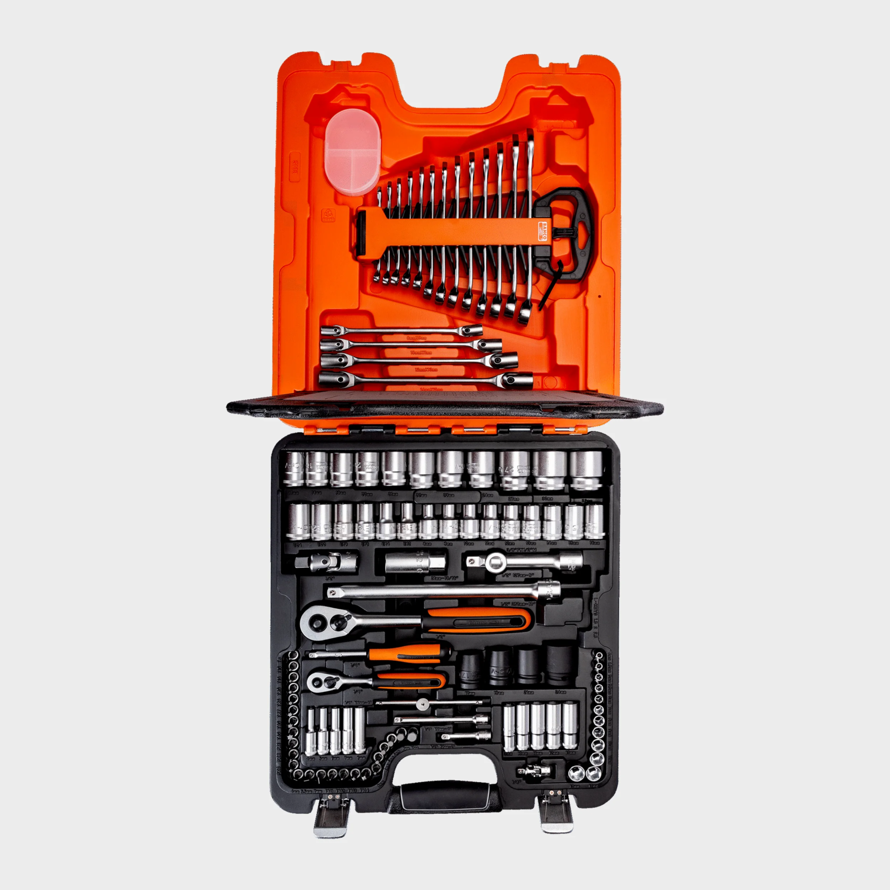 BAHCO SET DE DADOS S108 108 PIEZAS MM PROFESIONAL Set de dados Bahco S108 de 108 piezas en milímetros con encastre 1/4 y 1/2