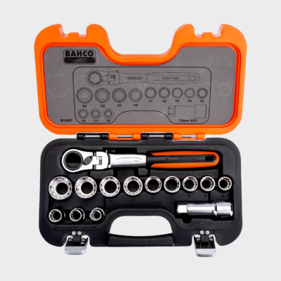 Set de dados pasantes Bahco S140T 14 piezas con carraca de cabeza flexible