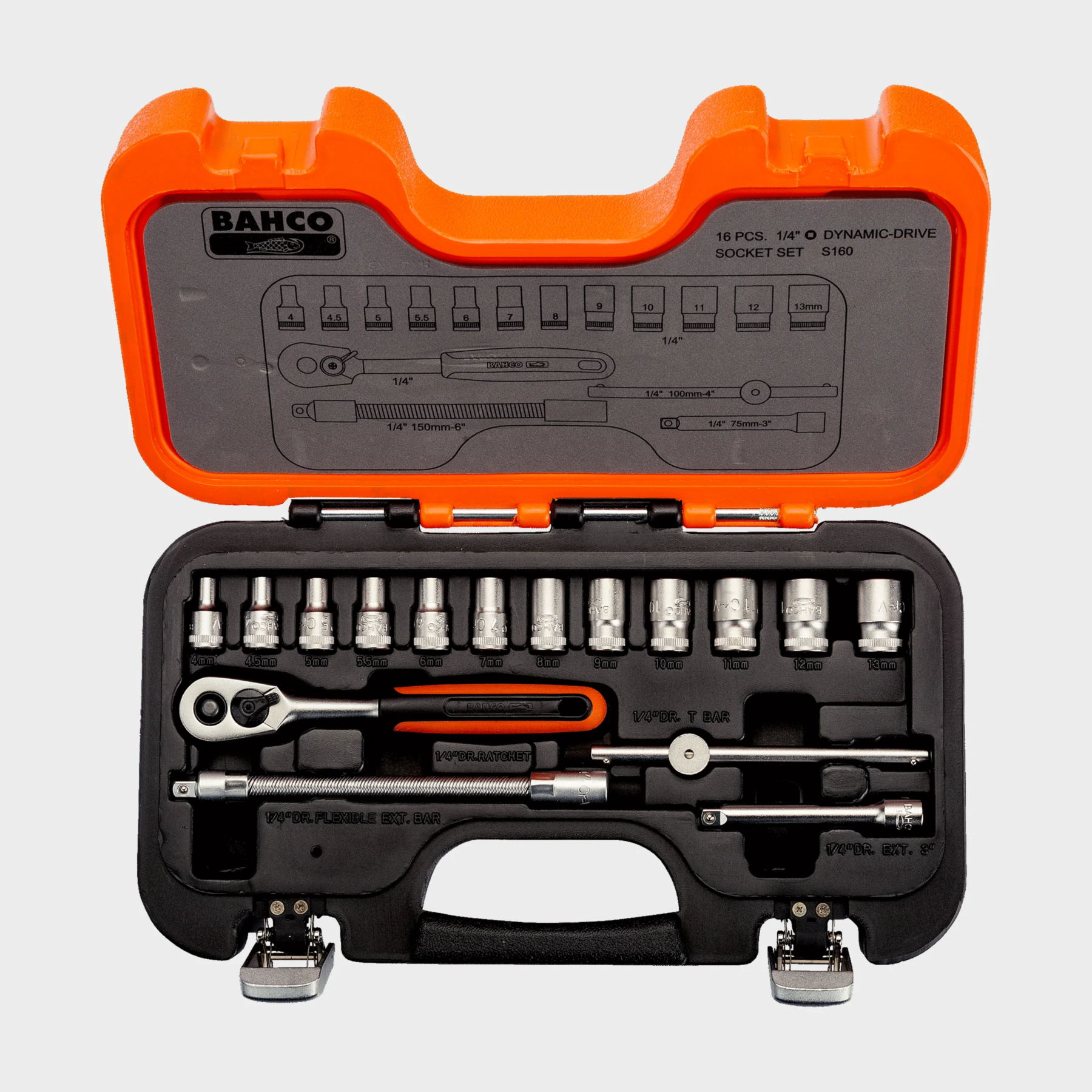 BAHCO SET DE DADOS S160 1/4 16 PIEZAS MM Set de dados Bahco S160 de 1/4 con 16 piezas en milímetros