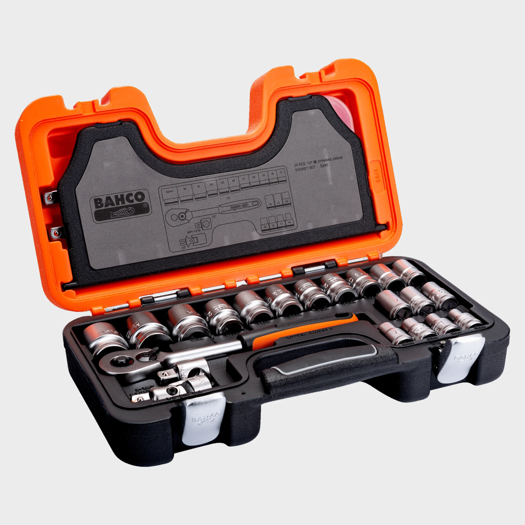 BAHCO SET DE DADOS S240 1/2 24 PIEZAS MM Set de dados Bahco S240 de 1/2 con 24 piezas en milímetros