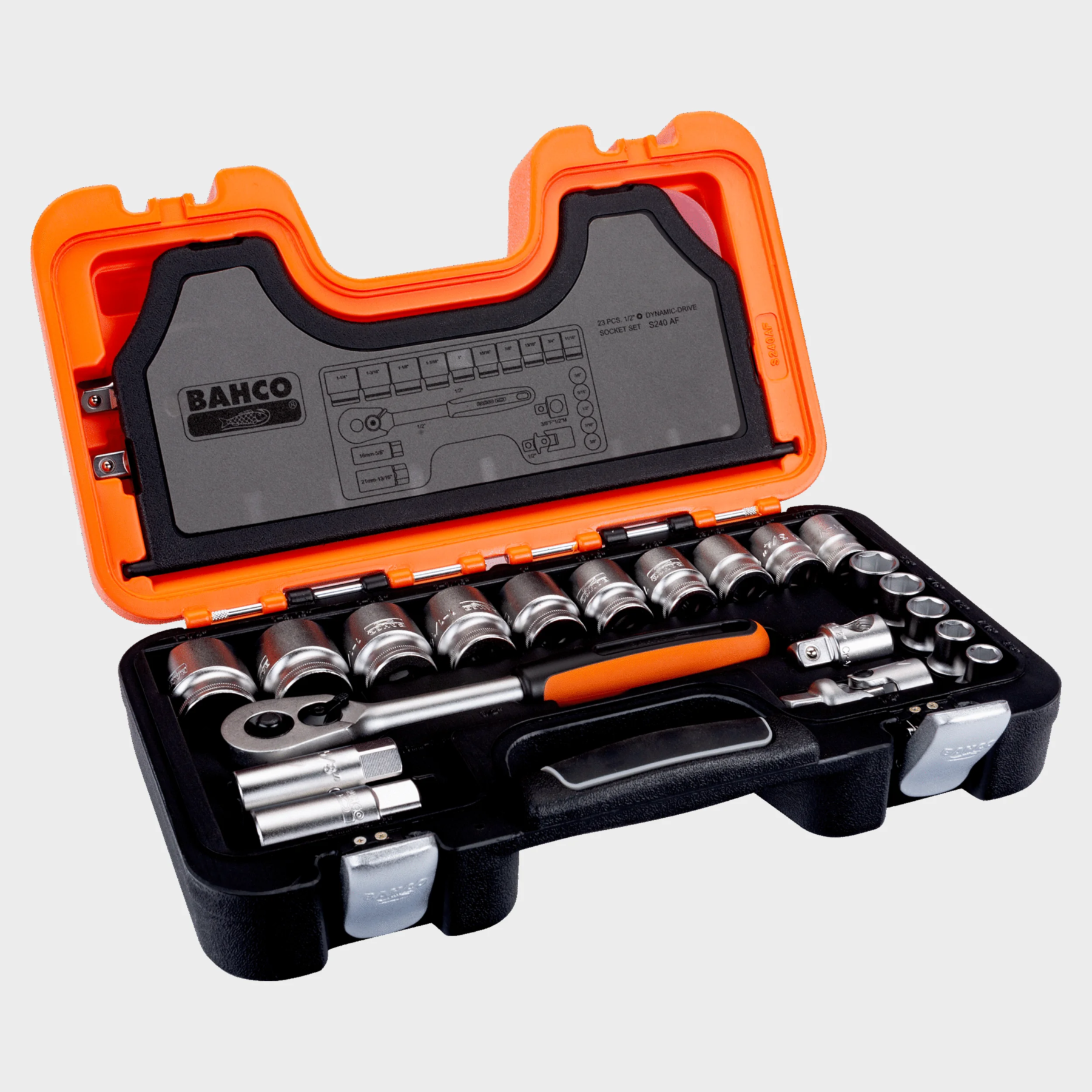 BAHCO SET DE DADOS S240AF 1/2 24 PIEZAS PULGADAS Set de dados Bahco S240AF de 1/2 con 24 piezas en pulgadas