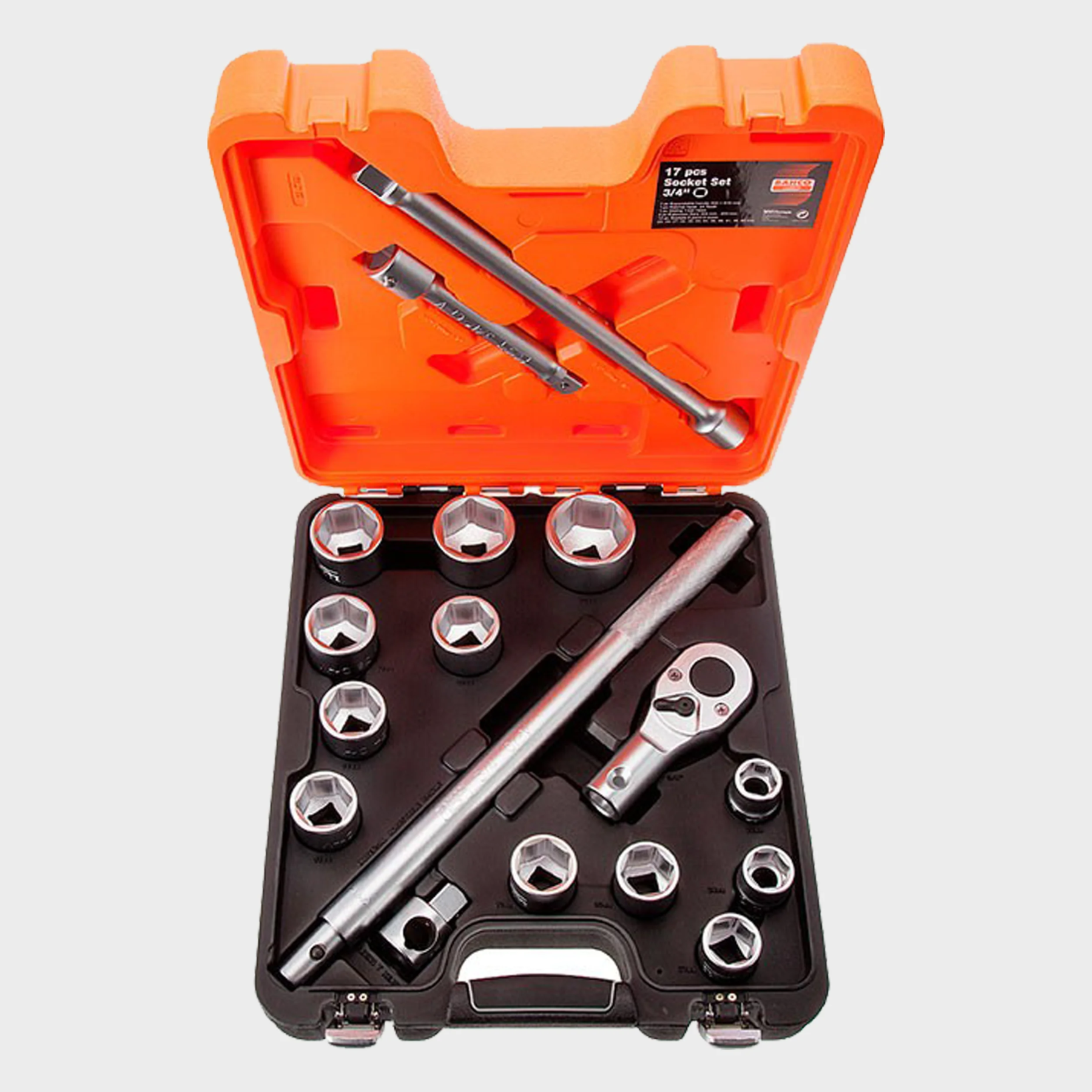 BAHCO JUEGO DE DADOS SLX17 3/4 17 PIEZAS INDUSTRIAL Juego de dados Bahco SLX17 de 3/4 con mango telescópico