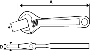 llave ajustable Bahco 80 fosfatada con escala en mm y alta precisión