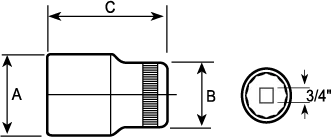 Dado poligonal Bahco 8900D encastre 3/4 Dynamic Drive cromado